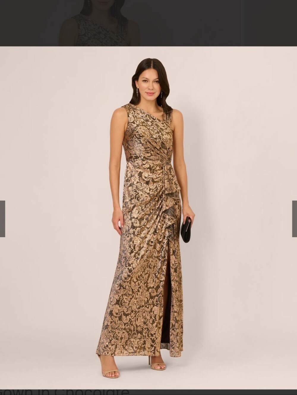 Adrianna Papell Metallic Crinkle Dress